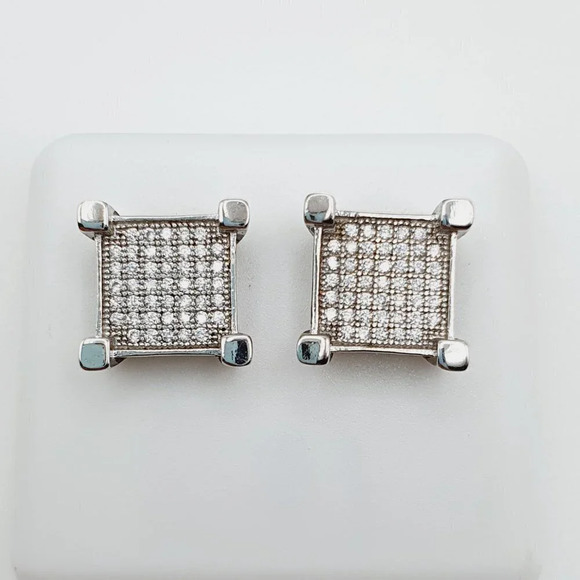 "925 Sterling Silver Plated CZ Earrings, EVBRS712 - Picture 1 of 11